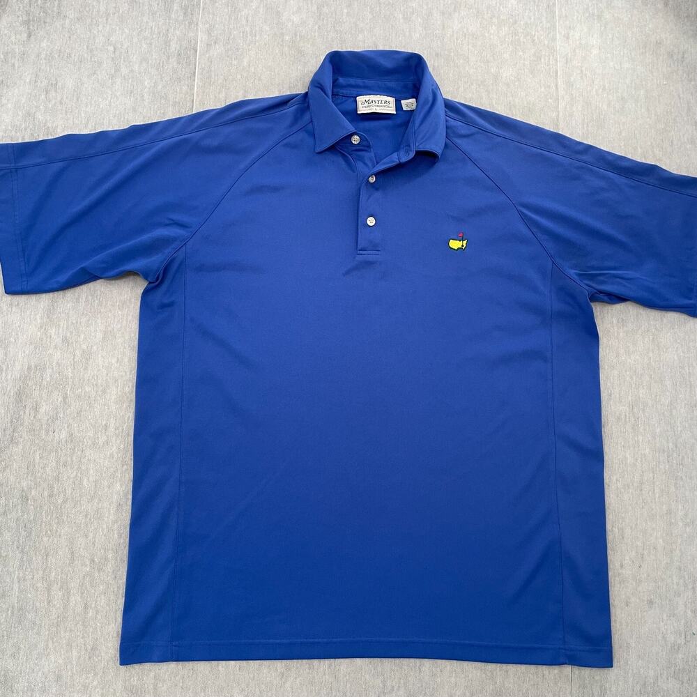 VINTAGE Masters Performance Shirt Adult Large Blue Polo Golf Augusta Logo Mens L